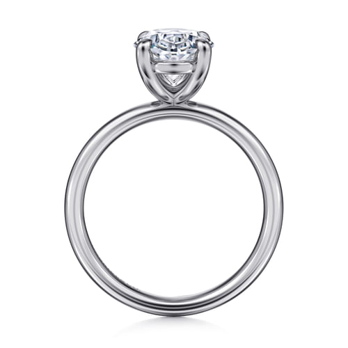 14K White Gold Oval Solitaire Diamond Engagement Ring
