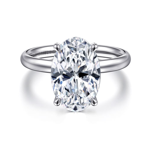 14K White Gold Oval Solitaire Diamond Engagement Ring