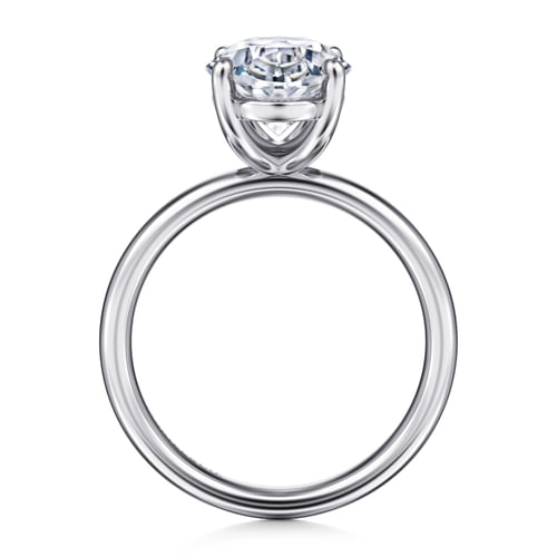 14K White Gold Oval Solitaire Diamond Engagement Ring
