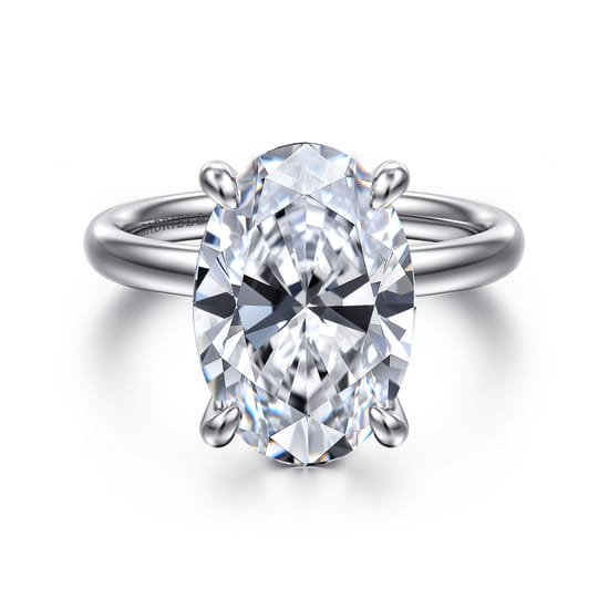 Gabriel - 14K White Gold Oval Solitaire Diamond Engagement Ring