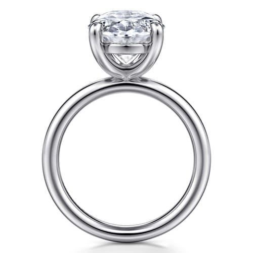 14K White Gold Oval Solitaire Diamond Engagement Ring