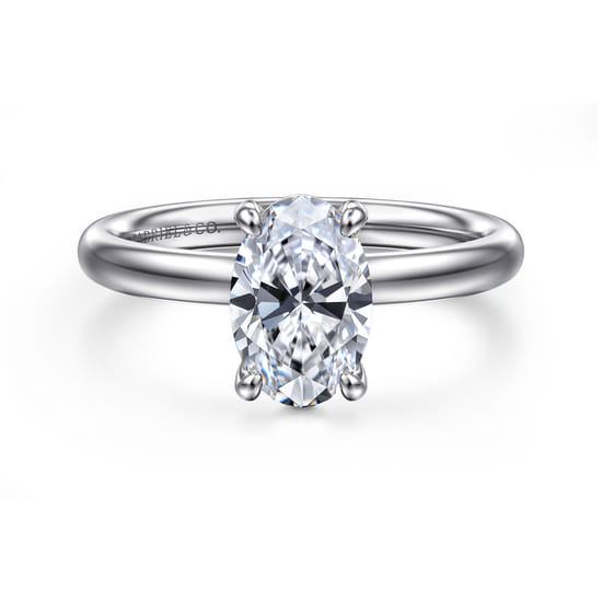 Gabriel - 14K White Gold Oval Solitaire Diamond Engagement Ring