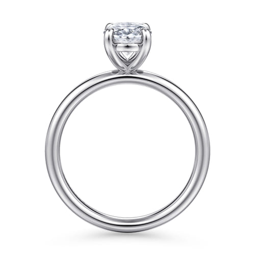14K White Gold Oval Solitaire Diamond Engagement Ring