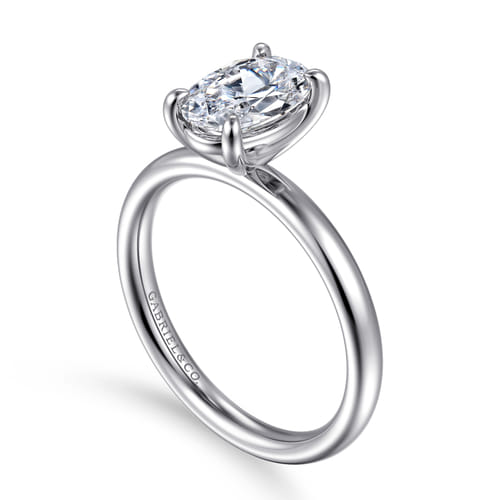 14K White Gold Oval Solitaire Diamond Engagement Ring