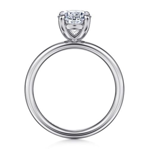 14K White Gold Oval Solitaire Diamond Engagement Ring