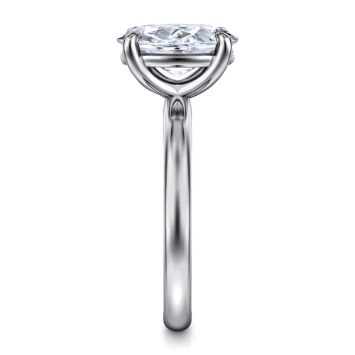 14K White Gold Oval Solitaire Diamond Engagement Ring