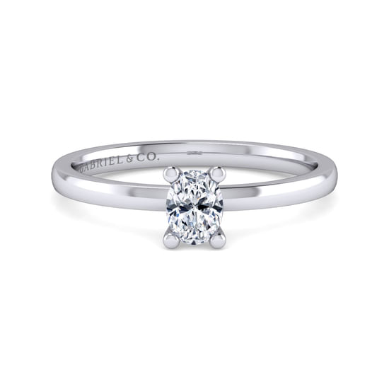 Gabriel - 14K White Gold Oval Solitaire Engagement Ring