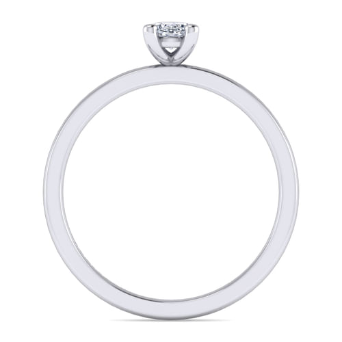 14K White Gold Oval Solitaire Engagement Ring
