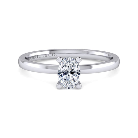 Gabriel - 14K White Gold Oval Solitaire Engagement Ring