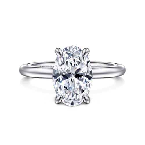 14K White Gold Oval Solitaire Engagement Ring