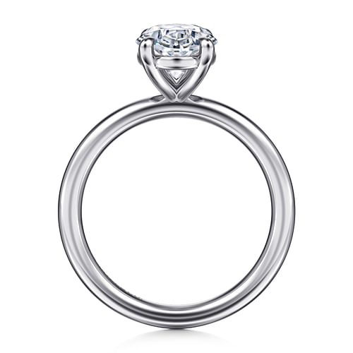 14K White Gold Oval Solitaire Engagement Ring