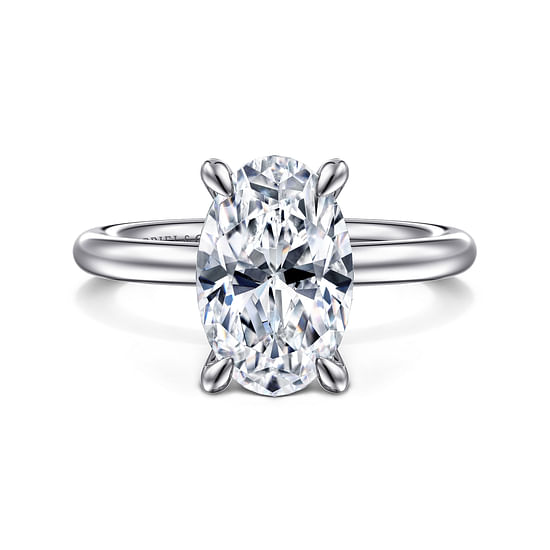 Gabriel - 14K White Gold Oval Solitaire Engagement Ring