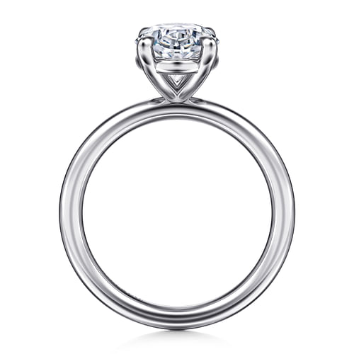 14K White Gold Oval Solitaire Engagement Ring