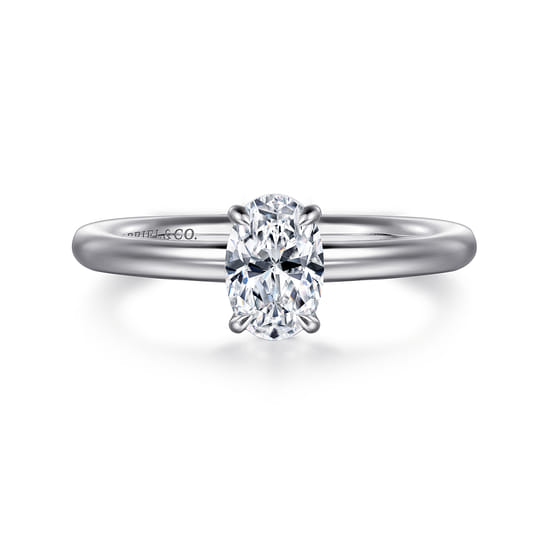 Gabriel - 14K White Gold Oval Solitaire Engagement Ring