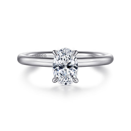 Gabriel - 14K White Gold Oval Solitaire Engagement Ring