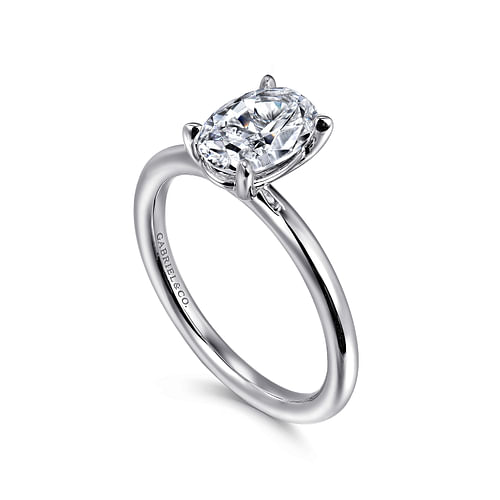 14K White Gold Oval Solitaire Engagement Ring