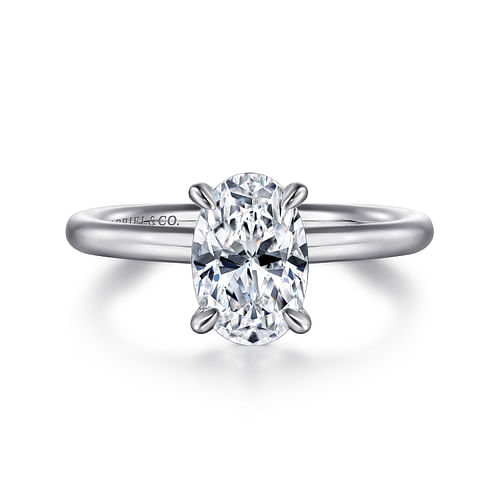 14K White Gold Oval Solitaire Engagement Ring