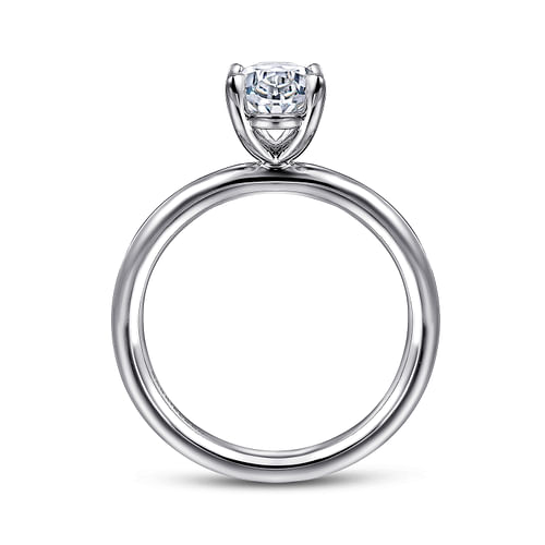 14K White Gold Oval Solitaire Engagement Ring