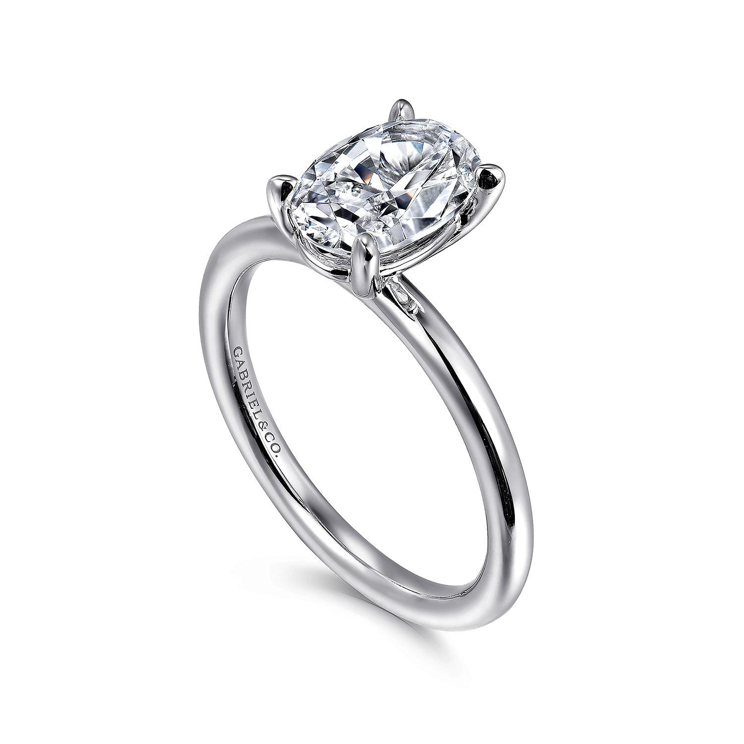 14K White Gold Oval Solitaire Engagement Ring