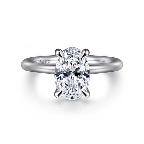 14K White Gold Oval Solitaire Engagement Ring