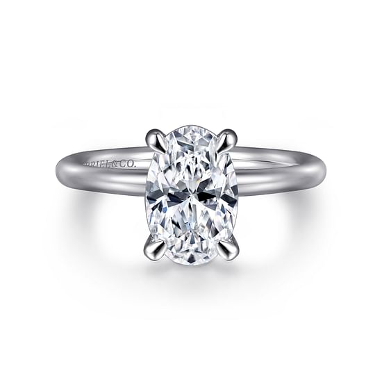 Gabriel - 14K White Gold Oval Solitaire Engagement Ring