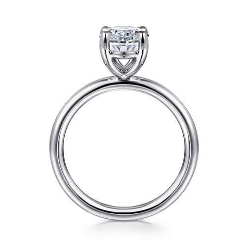 14K White Gold Oval Solitaire Engagement Ring