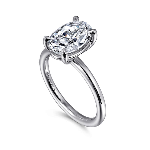 14K White Gold Oval Solitaire Engagement Ring