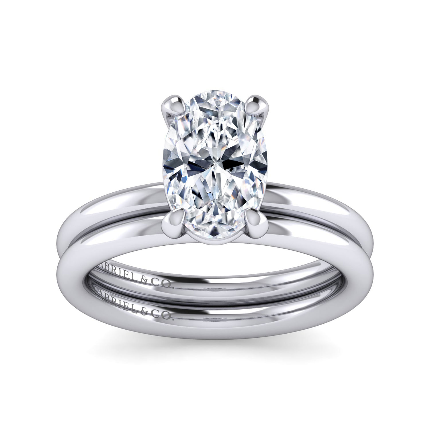 14K White Gold Oval Solitaire Engagement Ring