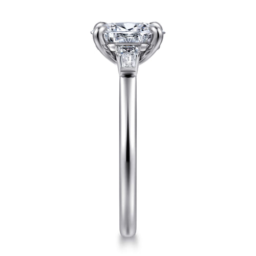 14K White Gold Oval Three Stone Diamond Engagement Ring