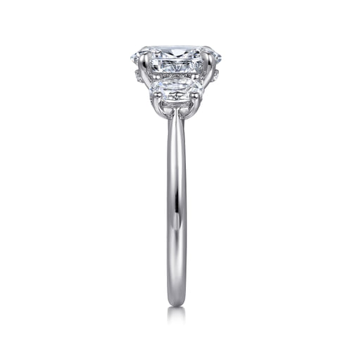 14K White Gold Oval Three Stone Diamond Engagement Ring