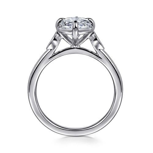 14K White Gold Oval Three Stone Diamond Engagement Ring