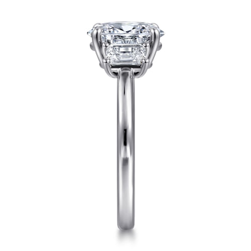 14K White Gold Oval Three Stone Diamond Engagement Ring