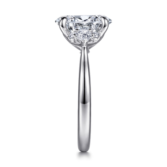 14K White Gold Oval Three Stone Diamond Engagement Ring angle 5
