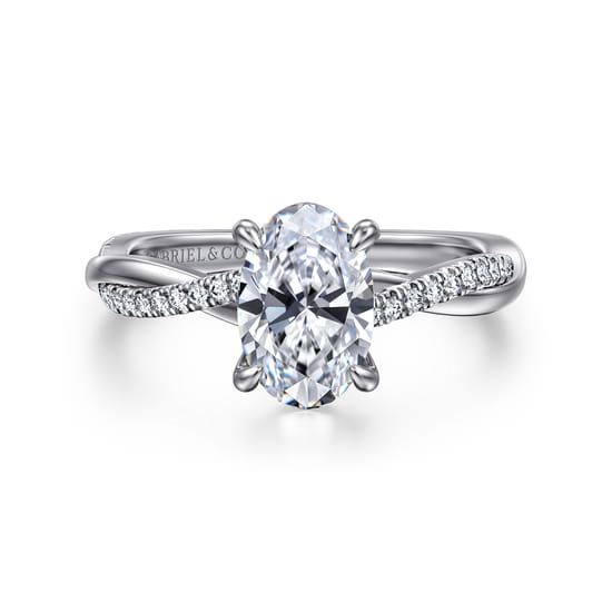 Gabriel - 14K White Gold Oval Twisted Diamond Engagement Ring