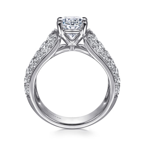 14K White Gold Oval Wide Band Diamond Engagement Ring 14K White Gold Oval Wide Band Diamond Engagement Ring