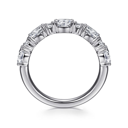 14K White Gold Oval and Round Diamond Anniversary Band 