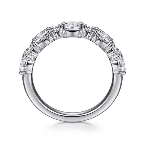 14K White Gold Oval and Round Diamond Anniversary Band  angle 2