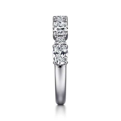 14K White Gold Oval and Round Diamond Anniversary Band 