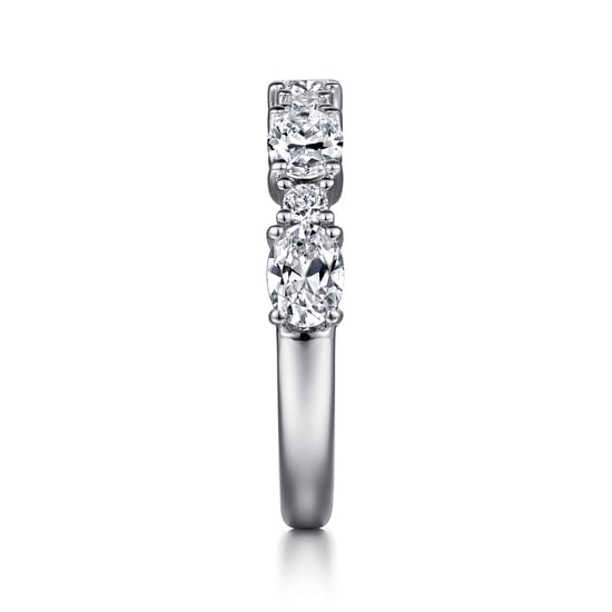 14K White Gold Oval and Round Diamond Anniversary Band  angle 4