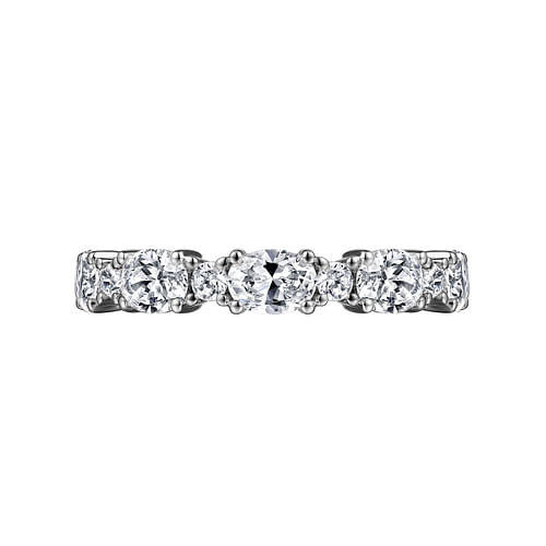 14K White Gold Oval and Round Diamond Anniversary Band 