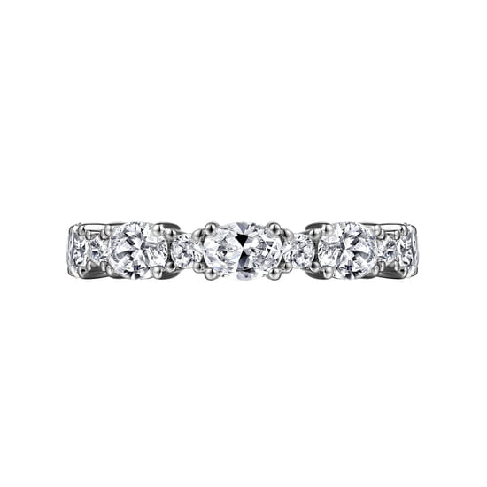 14K White Gold Oval and Round Diamond Anniversary Band  angle 6