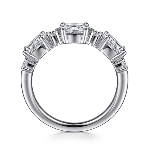 14K White Gold Oval and Round Diamond Anniversary Band 