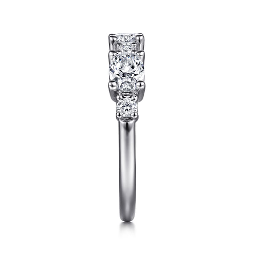 14K White Gold Oval and Round Diamond Anniversary Band 