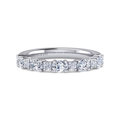 14K White Gold Oval and Round Diamond Anniversary Band 