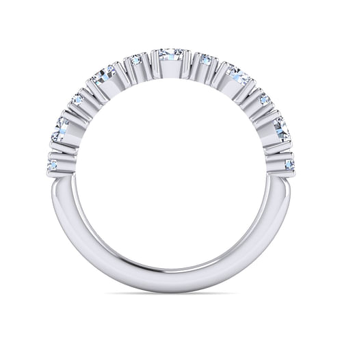 14K White Gold Oval and Round Diamond Anniversary Band 