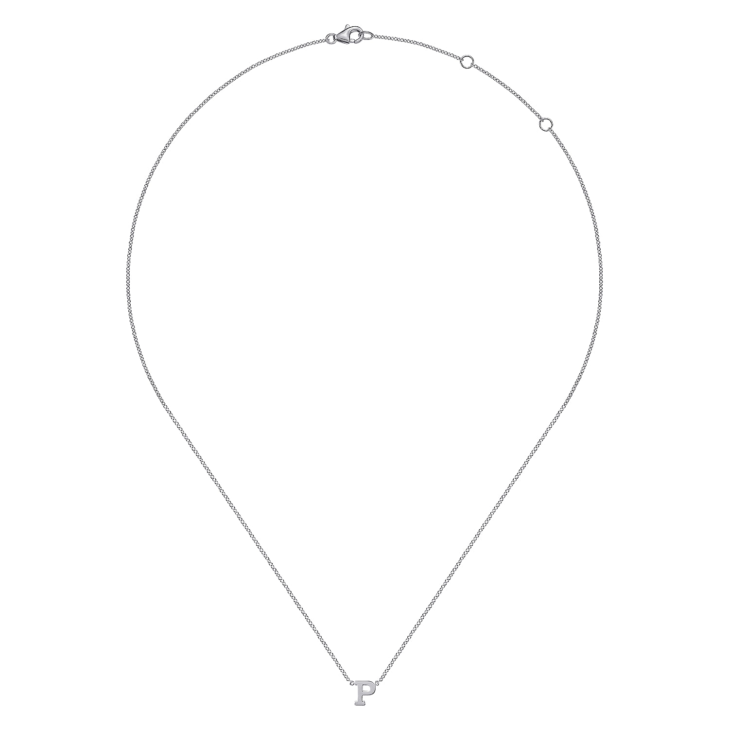 14K White Gold P Initial Necklace