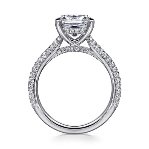 14K White Gold Pavé Cushion Cut Diamond Engagement Ring