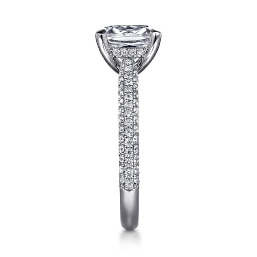 14K White Gold Pavé Cushion Cut Diamond Engagement Ring