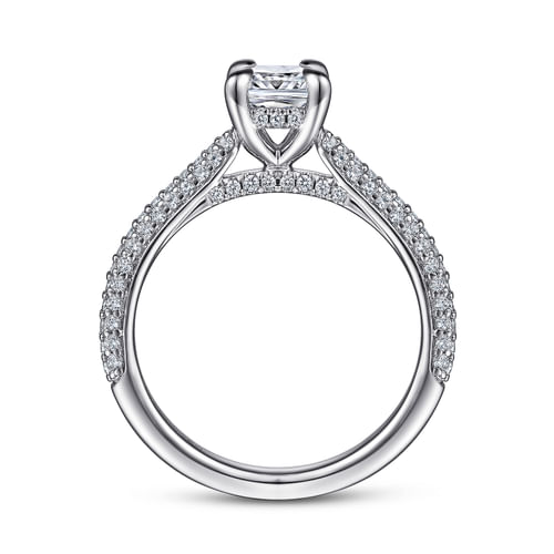 14K White Gold Pavé Cushion Cut Diamond Engagement Ring