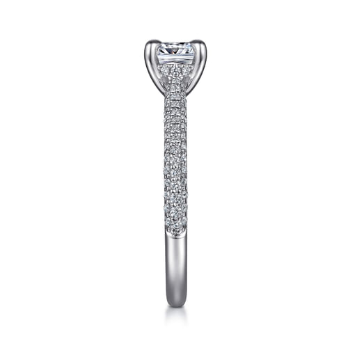 14K White Gold Pavé Cushion Cut Diamond Engagement Ring